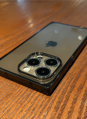 透黑原创韩系正方形手感简约风适用苹果15proMax方形新款iphone14直边硅胶13pm防摔保护套创意个性ip12白色女