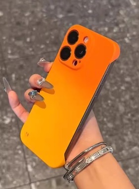 渐变双色无边框适用苹果16手机壳iphone15pronax新款ip13散热半包14pro简约12保护套14promax超薄15p创意11硬