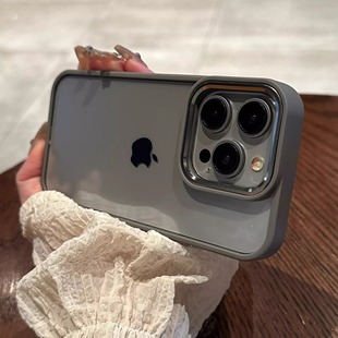 适用苹果15pro手机壳15防摔新款 pro手机套max轻奢p高级感iphone15钛金属pm原色灰色高档透明por钛不包镜头14
