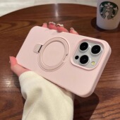 适用苹果16promax手机壳iPhone15promax液态硅胶磁吸支架新款 13全包防摔保护套 13promax简约12pro软15情侣14