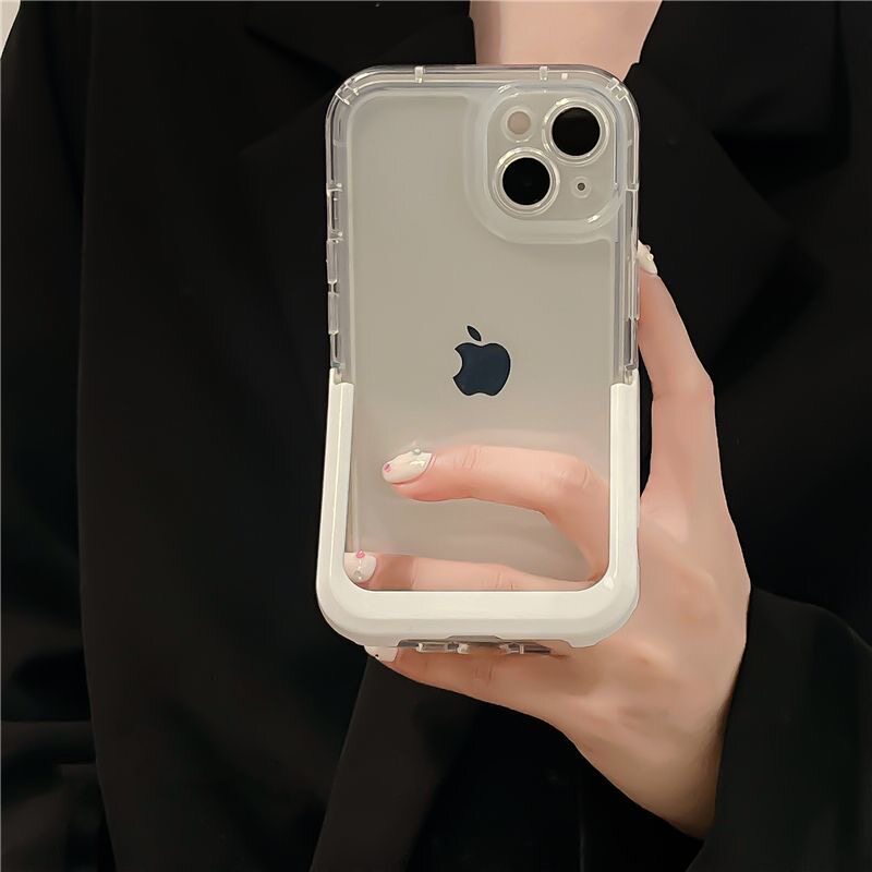 创意支架纯色适用iphone14pro max苹果13手机壳12透明11简约x女xs