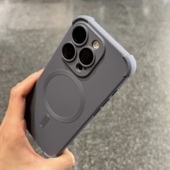 高级液态硅胶适用苹果15手机壳四角气囊防摔磁吸充电iPhone16promax磨砂全包14自带镜头膜13新款 防指纹12软套