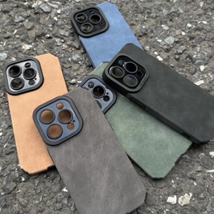 适用苹果16promax手机壳高级感15pro皮质iPhone13新款防尘15磨砂14小羊皮XR全包X防摔十三pm硅胶软壳套男女款