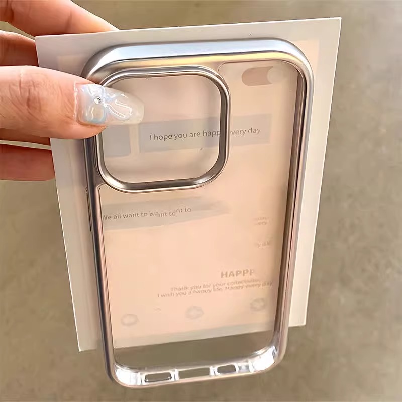 高级感电镀简约透明适用iPhone16/15promax手机壳14超强防摔苹果13pro/12新款11软7/8plus全包xr防摔保护套