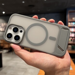钛原灰色磁吸加厚高档磁吸带支架适用iPhone16pro手机壳17苹果15promax保护套14全包12pro防摔13磨砂男高级感