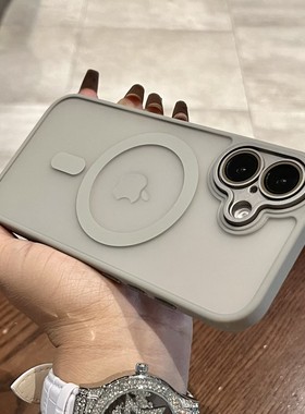 【磨砂钛灰色】iphone16/15pro手机壳磁吸无线充电适用苹果14proMax新款13简约高级感12全包镜头膜保护套男女