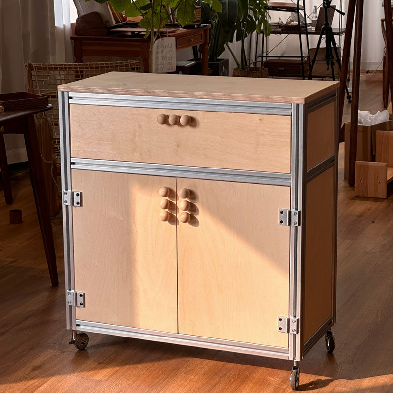 家用小户型沙发边柜靠墙矮柜子现代简约餐边柜铝型材海洋板收纳柜