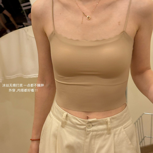 春夏新款背吊带女夏带胸垫内搭外穿打底内衣抹胸上衣背心HSA05dMY