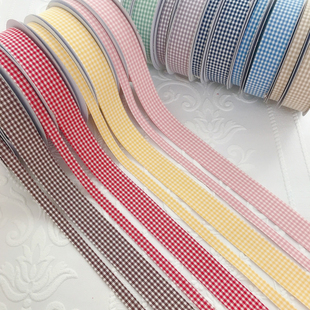 韩国进口双面JK小格子织带手工diy儿童发夹发箍材料