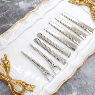 韩国进口窄边鸭嘴夹不锈钢手工发饰儿童宋锦发夹刘海夹diy材料