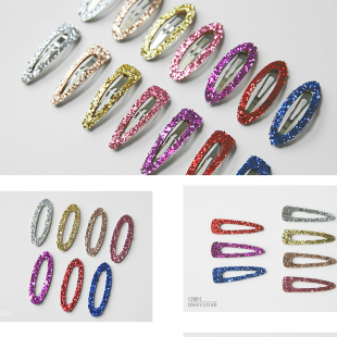 韩国进口大颗粒闪亮镂空水滴椭圆形BB夹贴片diy碎发边夹制作材料