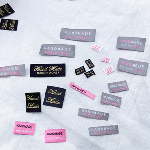 韩国进口金彩色手工制作handmade织唛布贴商标diy发夹饰品辅料配