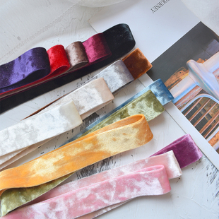 韩国进口钻石复古丝绒布料织带手工diy蝴蝶结发夹发箍制作材料