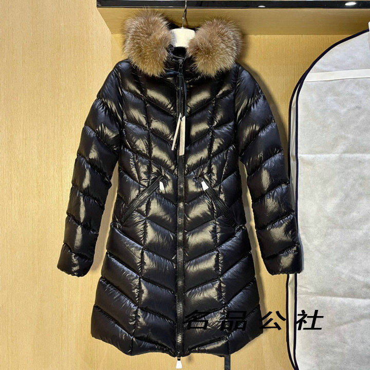 欧美大牌外贸高端女装连帽羽绒服鹅绒狐狸毛领拉链中长款女士外套