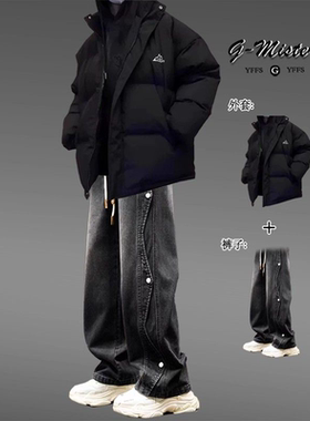 2026新款韩版冬季外套加厚保暖潮牌宽松面包服男休闲立领羽绒服男