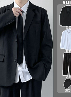 DK制服一套休闲西装男套装痞帅高校学生小西服纯色百搭jk班服外套