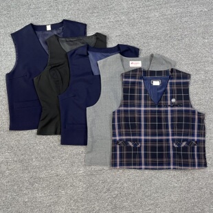 柚见JK日制校供中古正统马甲背心日本校服羊毛制服西式格子纯色