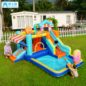 博士豚喷水雪糕屋充气城堡室内外儿童蹦蹦床滑梯跳床充气堡带护网