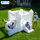 博士豚白色爱心火箭充气城堡室内小型蹦蹦床家用儿童跳跳床滑滑梯