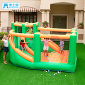 博士豚双滑梯充气城堡家用室内外儿童蹦床滑梯玩具屋带护网充气堡