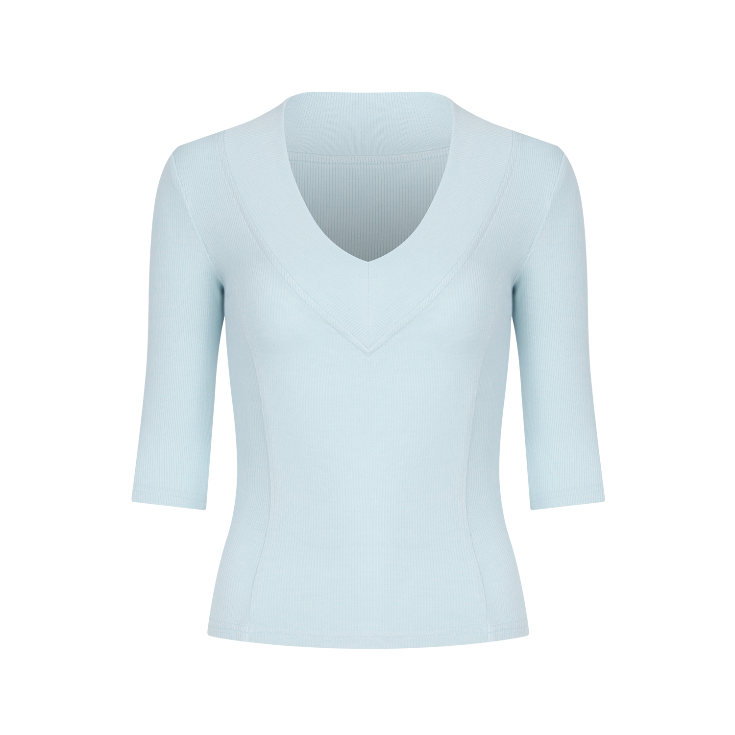 【Aliu自制】爆推韩系chic正肩五分袖t恤女2025紧身深V领打底