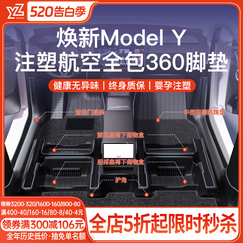 特斯拉焕新MY全包脚垫一体式防护