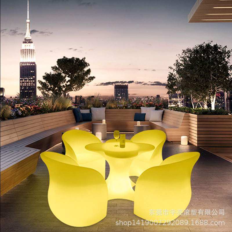 led发光桌椅露天户外酒吧茶几休闲梅花桌椅组合KTV散台创意家具