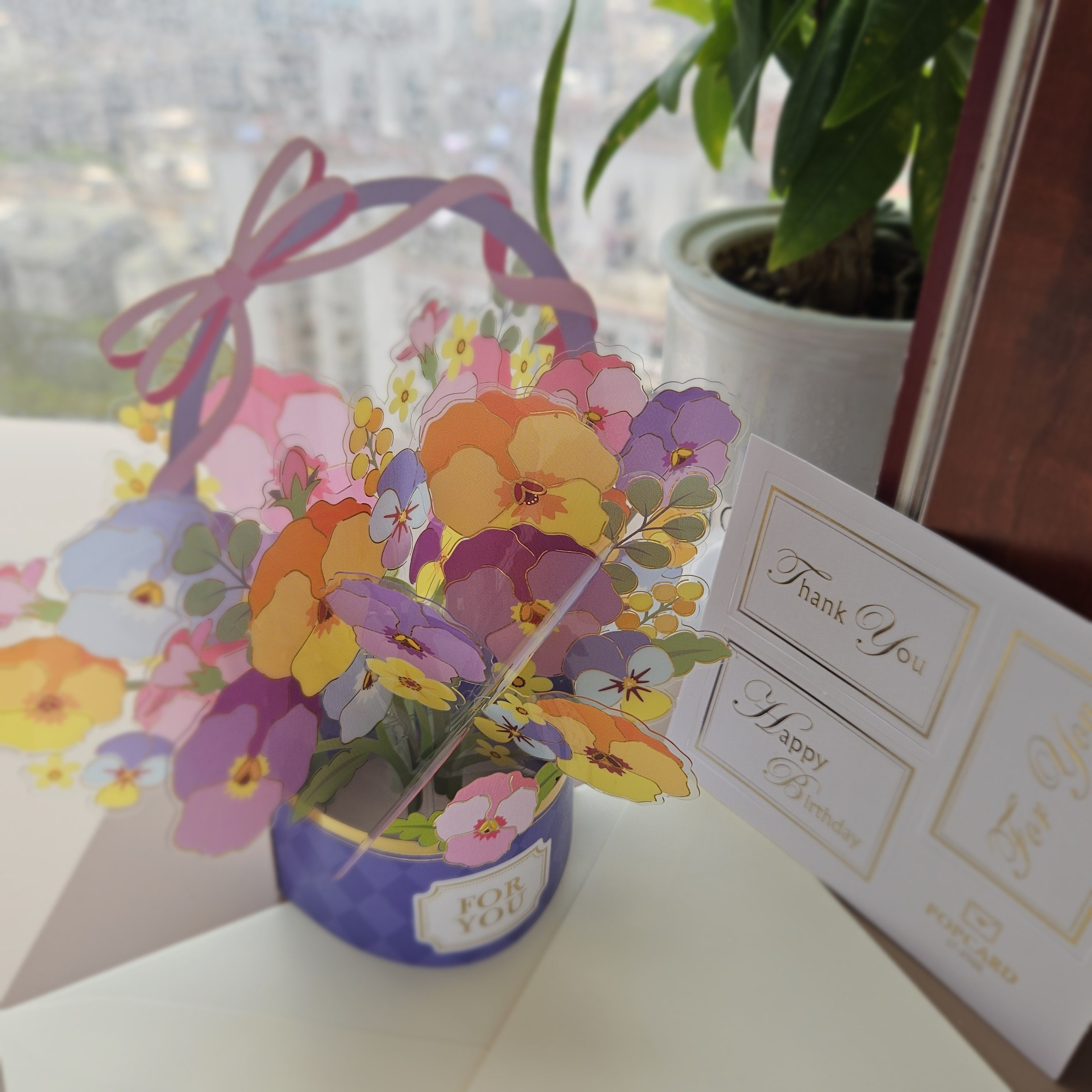 创意立体花束贺卡 ins风简约高级感母亲节卡片教师节礼物卡配信封