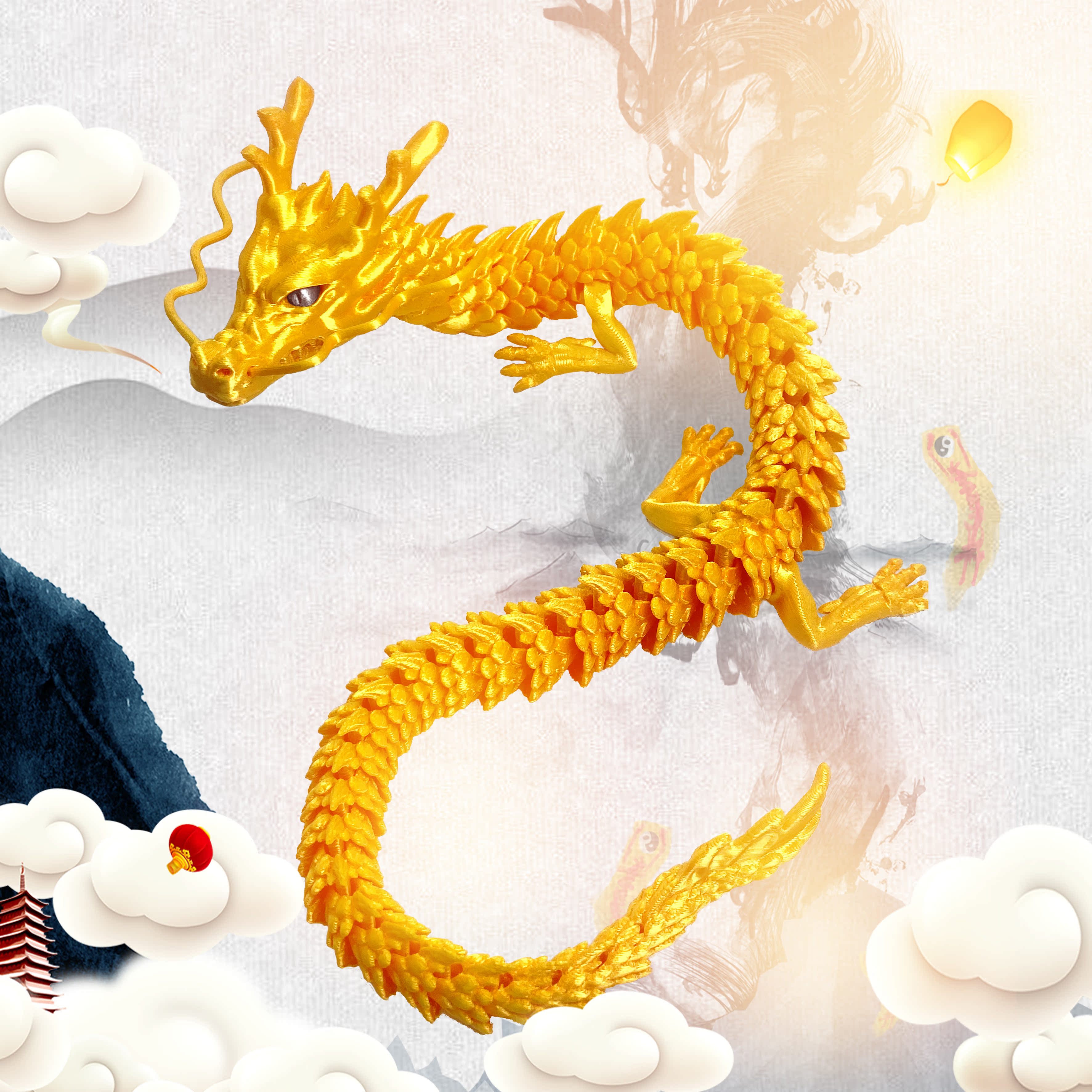 摆件桌面中国龙造景古典