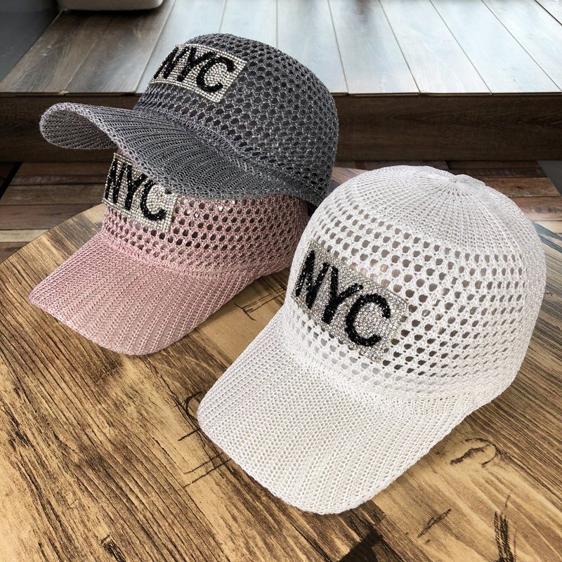 镂空透气水钻字母防嗮棒帽子百搭