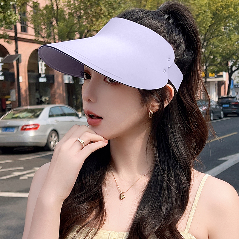 新款无痕一体大檐防晒遮阳子女夏季防紫外线出游时尚百搭空顶帽潮