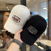 复古立体字母刺绣遮阳帽子女款 防晒帽情侣鸭舌帽棒球帽 2026春夏季