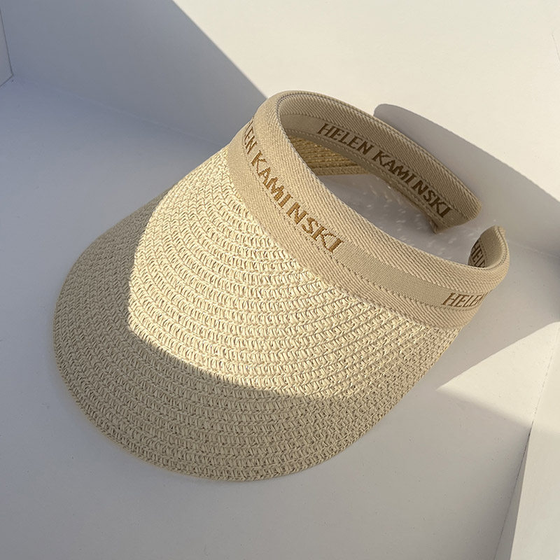 儿童防晒帽子夏季女遮阳空顶发箍防紫外线草编夏天海边鸭舌亲子帽