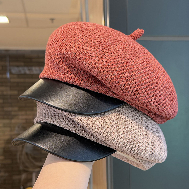 灵允复古皮檐八角帽女夏厂家直销