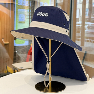 夏季防水透气遮阳帽子女户外徒步钓鱼登山帽护颈一体防晒太阳帽