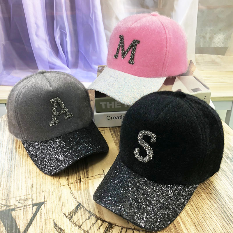 新款秋冬天水钻亮片学生街头帽子