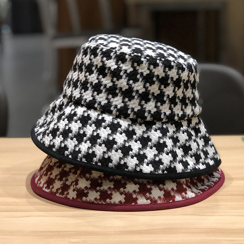 韩国黑白格子秋冬季渔夫帽子女网红款百搭ins日系中青年复古盆帽,服饰配件/皮带/帽子/围巾,帽子,淘宝优惠券,粉丝福利购,淘宝优惠卷
