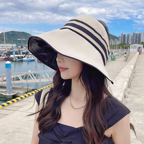 空顶帽出游休闲女春夏季日本黑胶