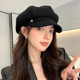 英伦八角帽子女春秋季 文艺黑色鸭舌贝雷帽百搭显脸小报童帽潮 新款