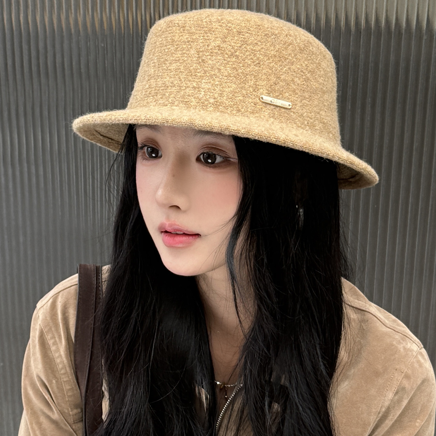老钱风宽檐毛呢平顶保暖礼帽女