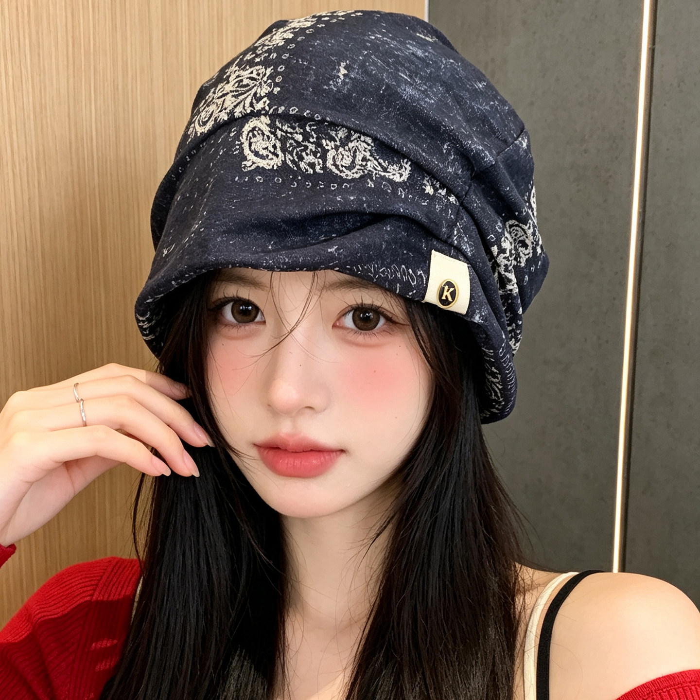 复古腰果花女夏薄透气包头帽