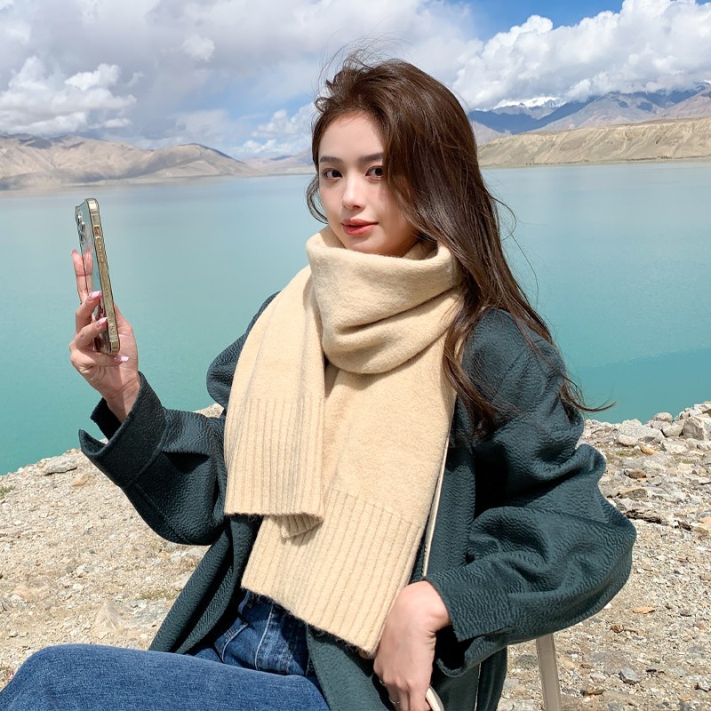 日系复古仿羊绒披肩围巾女秋冬季办公室两用保暖加厚百搭休闲围脖
