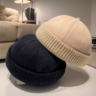 春秋季鹿皮绒贝雷帽瓜皮帽子男女百搭个性嘻哈复古地主帽雅痞帽潮