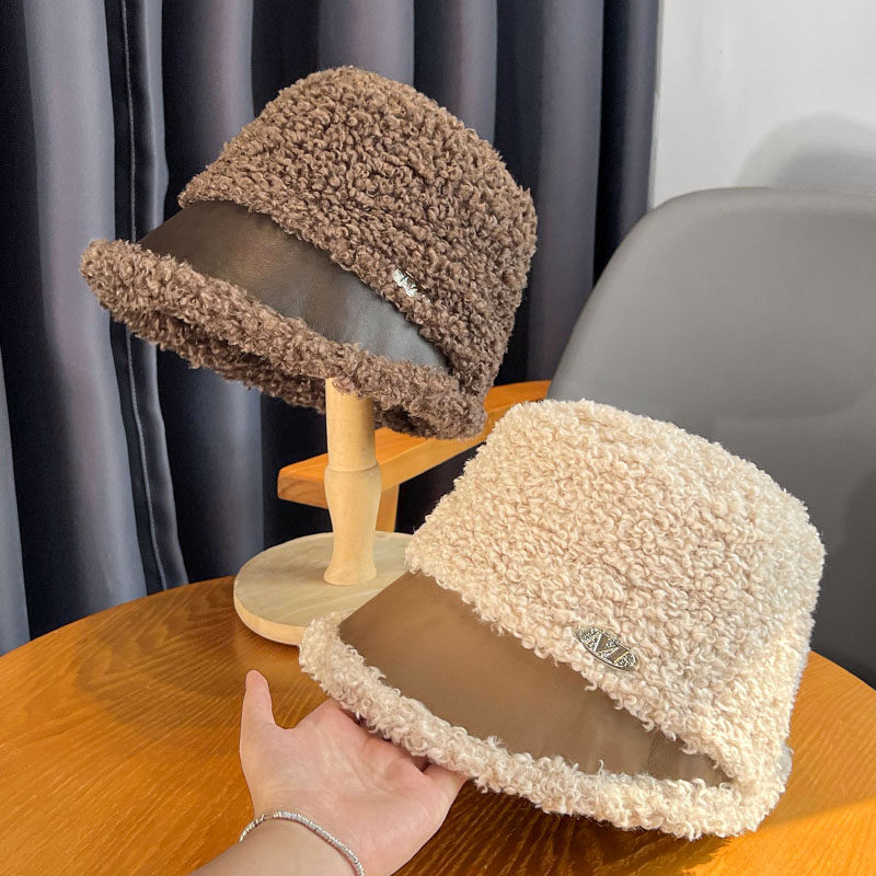 韩版羊羔毛渔夫帽子女秋冬加厚保暖防寒毛绒盆帽显脸小pu皮水桶帽,服饰配件/皮带/帽子/围巾,帽子,淘宝优惠券,粉丝福利购,淘宝优惠卷
