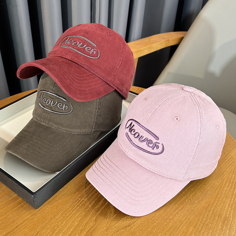 刺绣字母纯棉鸭舌帽子女款2026新款春夏显脸小百搭防晒遮阳棒球帽