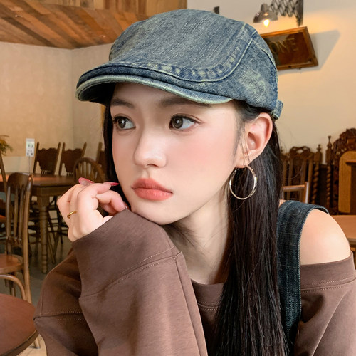 复古做旧牛仔女透气显脸小前进帽