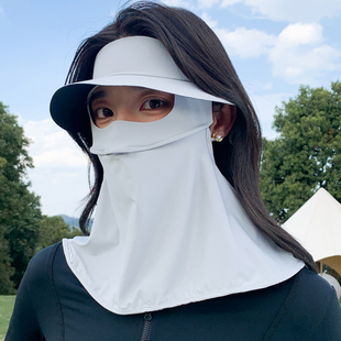 遮全脸防晒面罩女夏季防紫外线口罩冰丝透气加长遮阳带帽檐脸基尼