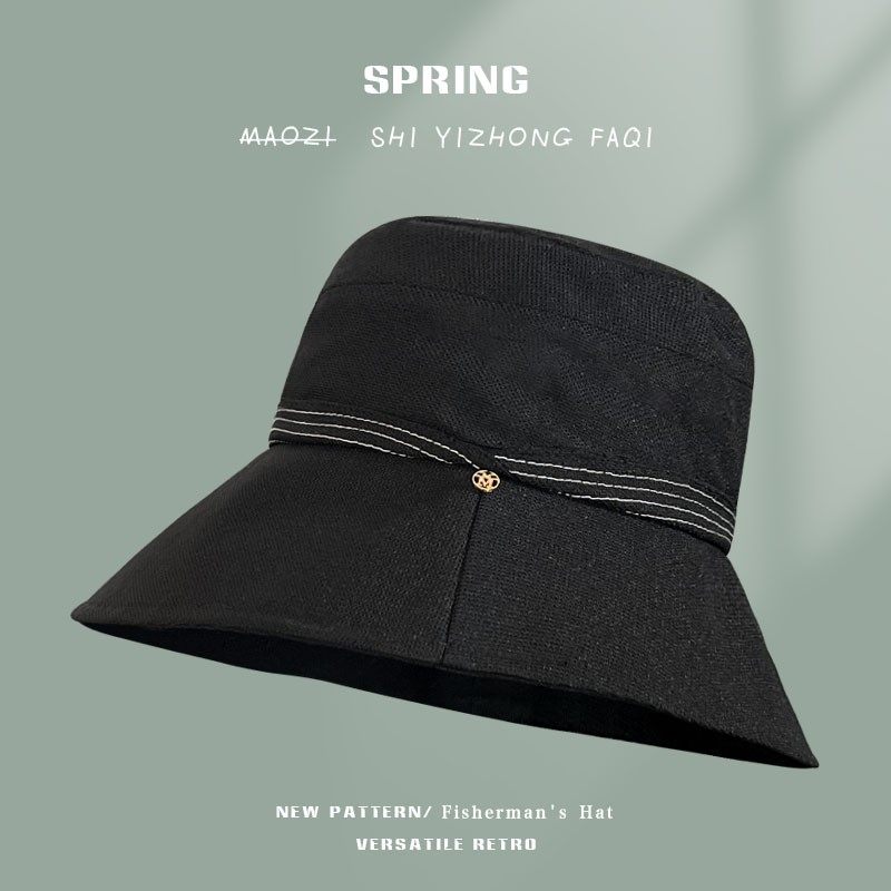 帽子女款2026新款夏季韩版百搭棉麻渔夫帽遮阳显脸小出游防晒盆帽