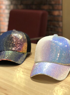 帽子女款2026新款亮片网帽鸭舌帽韩版网纱透气棒球帽防晒遮0412k
