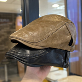 时尚 2026春夏季 百搭气质洋气画家帽 简约纯色皮前进帽子女款 新款